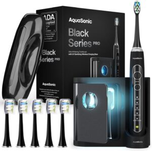 Aquasonic Black Series Ultra sonic toothbrush with 8 heads